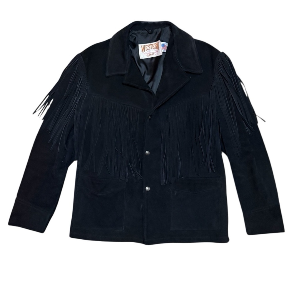 Vintage Schott NYC "Western" Suede Fringe Jacket - Men's 42 - Picture 3 of 15